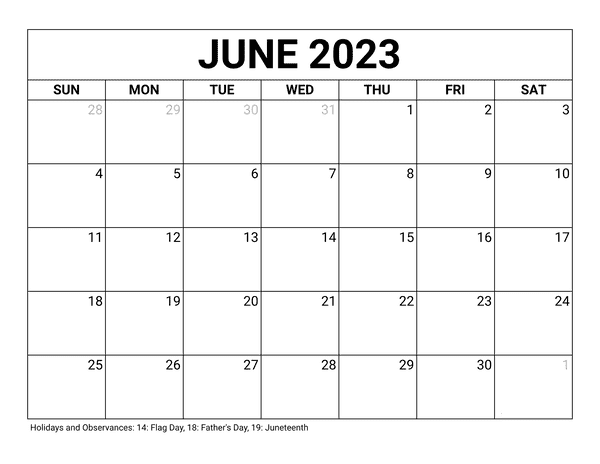 Productive June 2023 Calendar