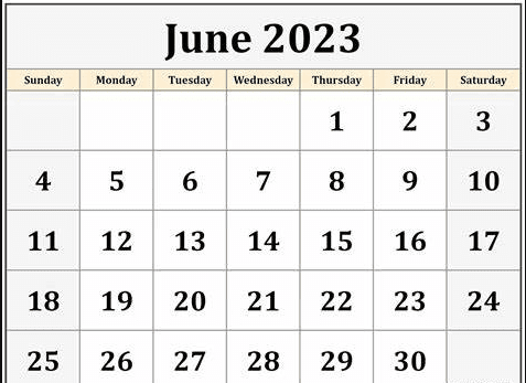 calendar for june 2023 month