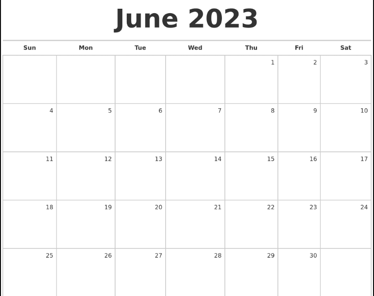 june 2023 calendar word