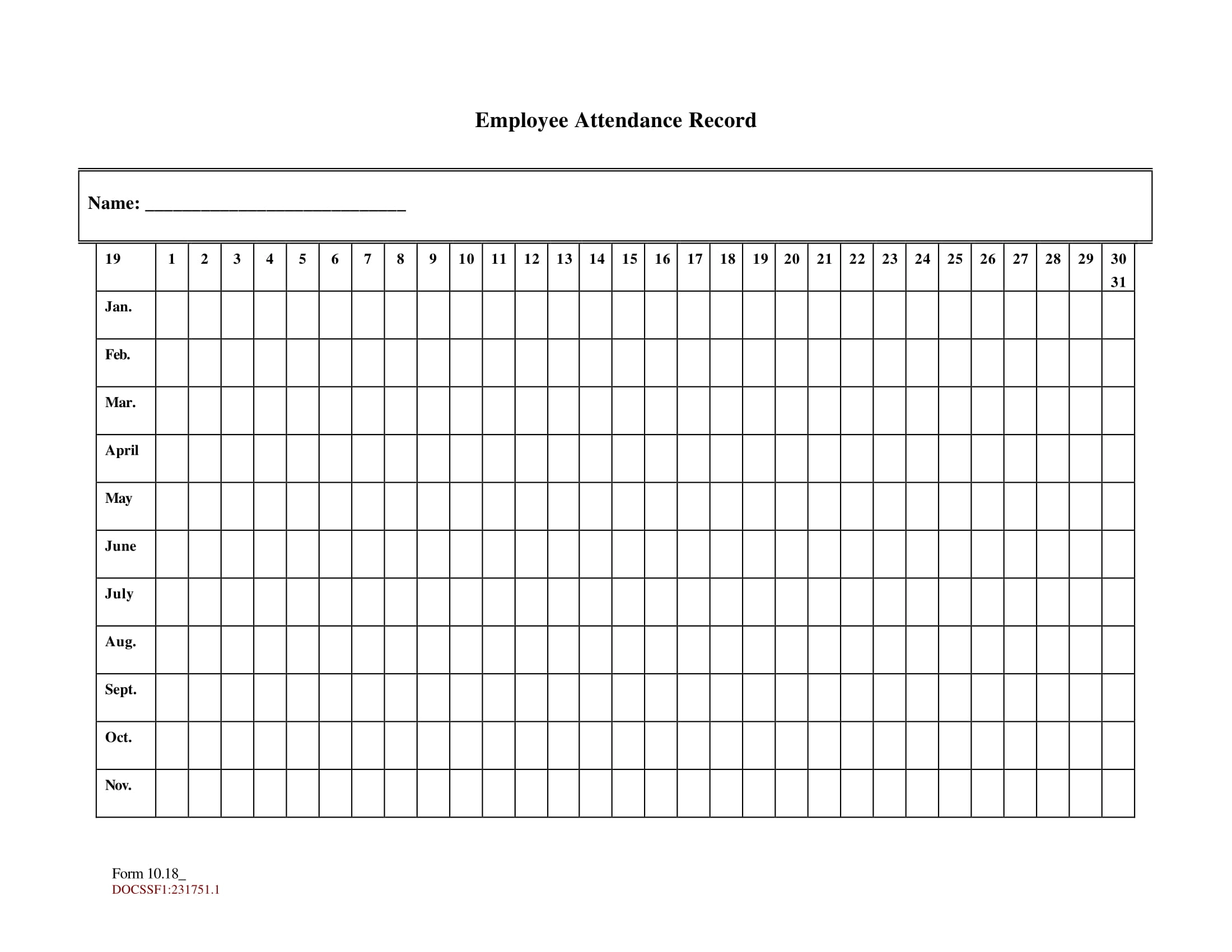 Attendance Sheet Excel Format