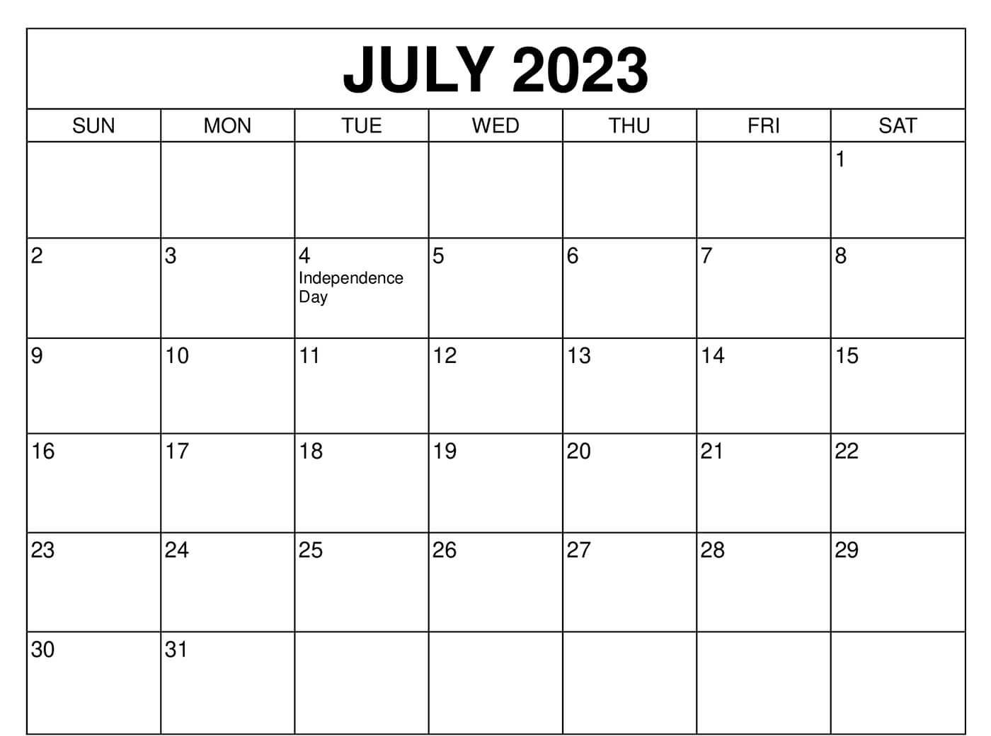 Editable 2023 July Calendar Templates