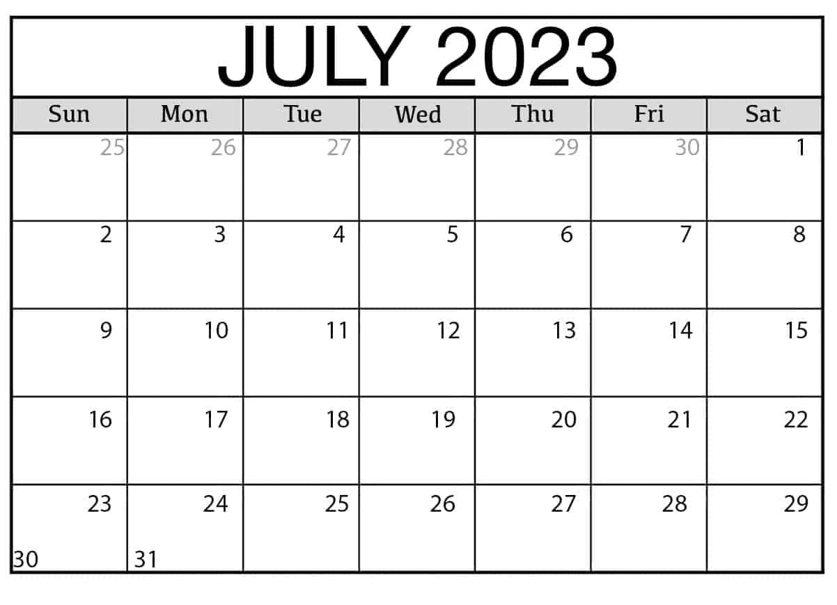 July 2023 PDF calendar