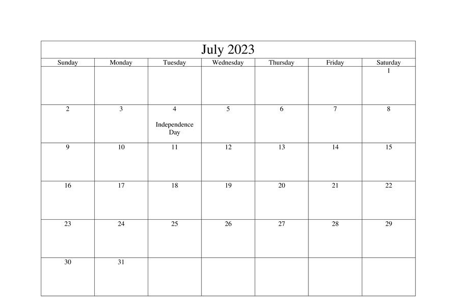 july 2023 printable calendar holidays