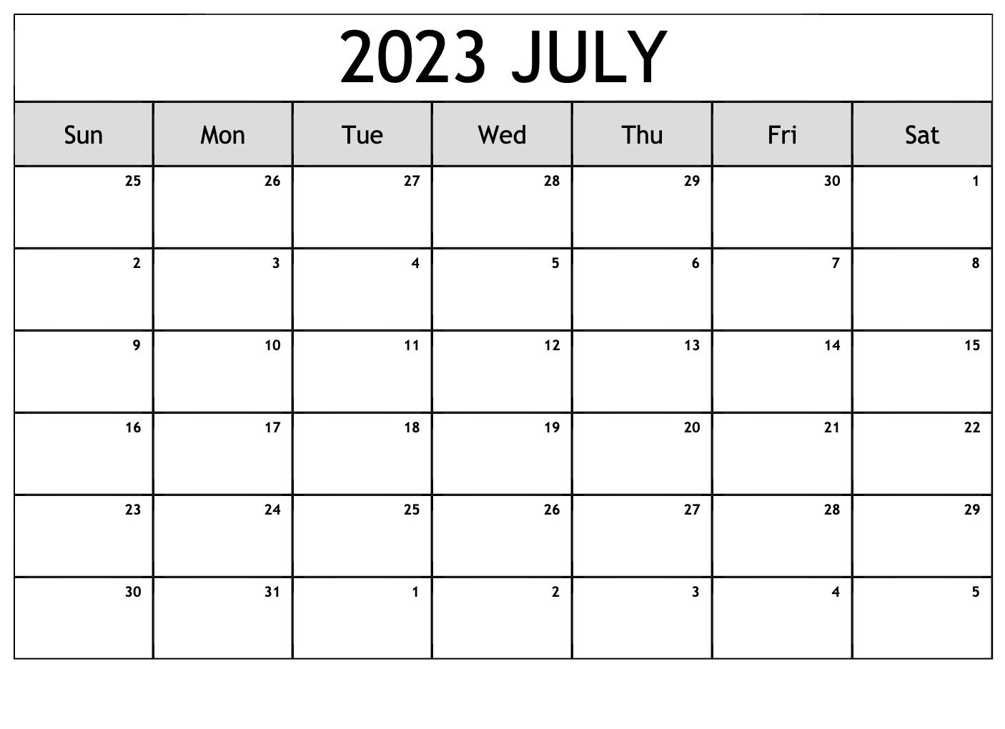 July Calendar 2023 Lunar Phases