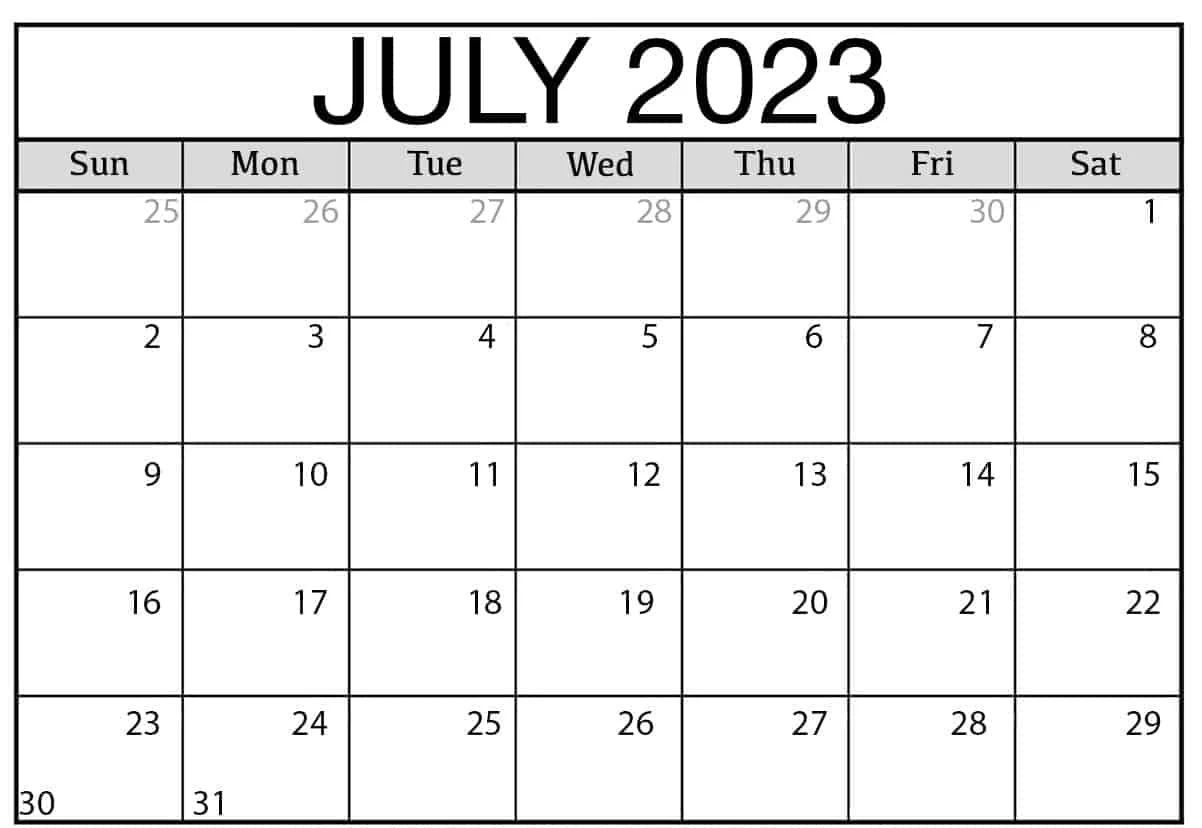 Printable 2023 July Calendar Templates