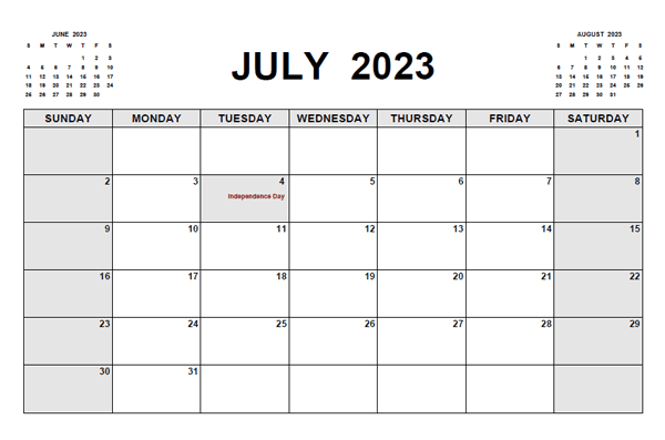 Printable July 2023 Calendar Pdf