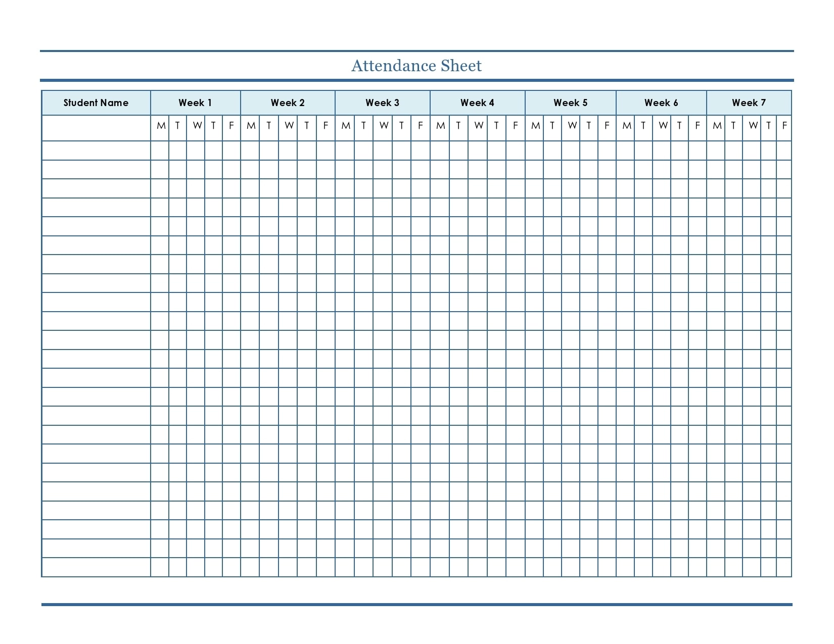 Weekly Attendance Sheet Template Excel