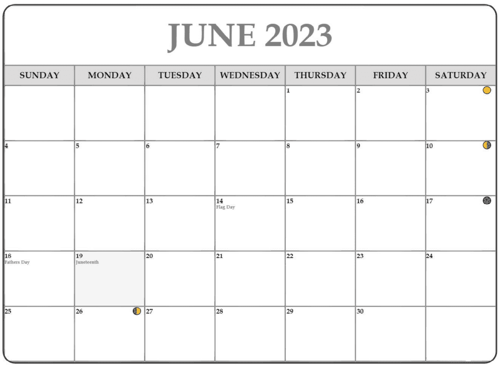moon phases june 2023
