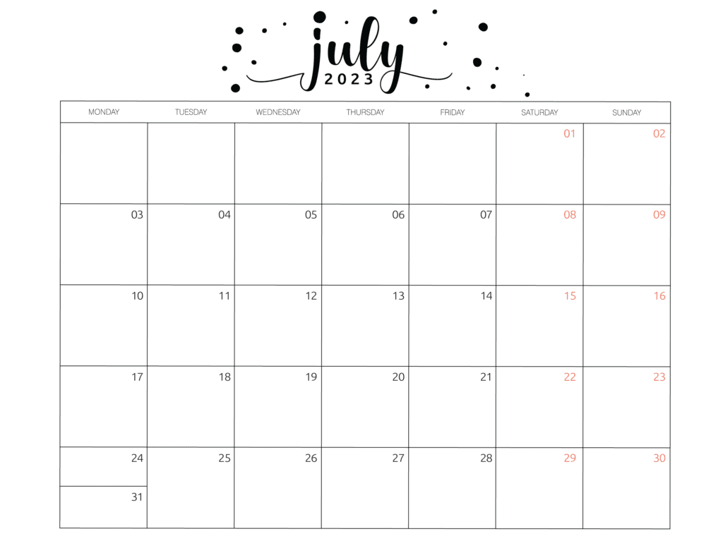 print July 2023 calendar in pdf