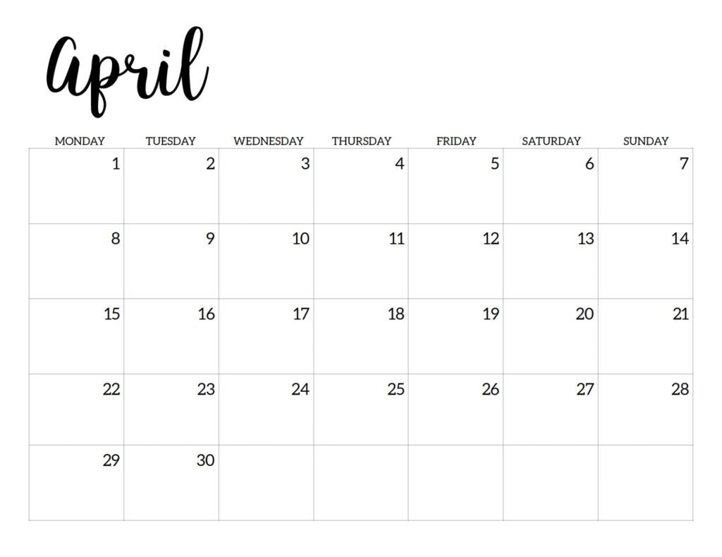 April Calendar 2024 PDF