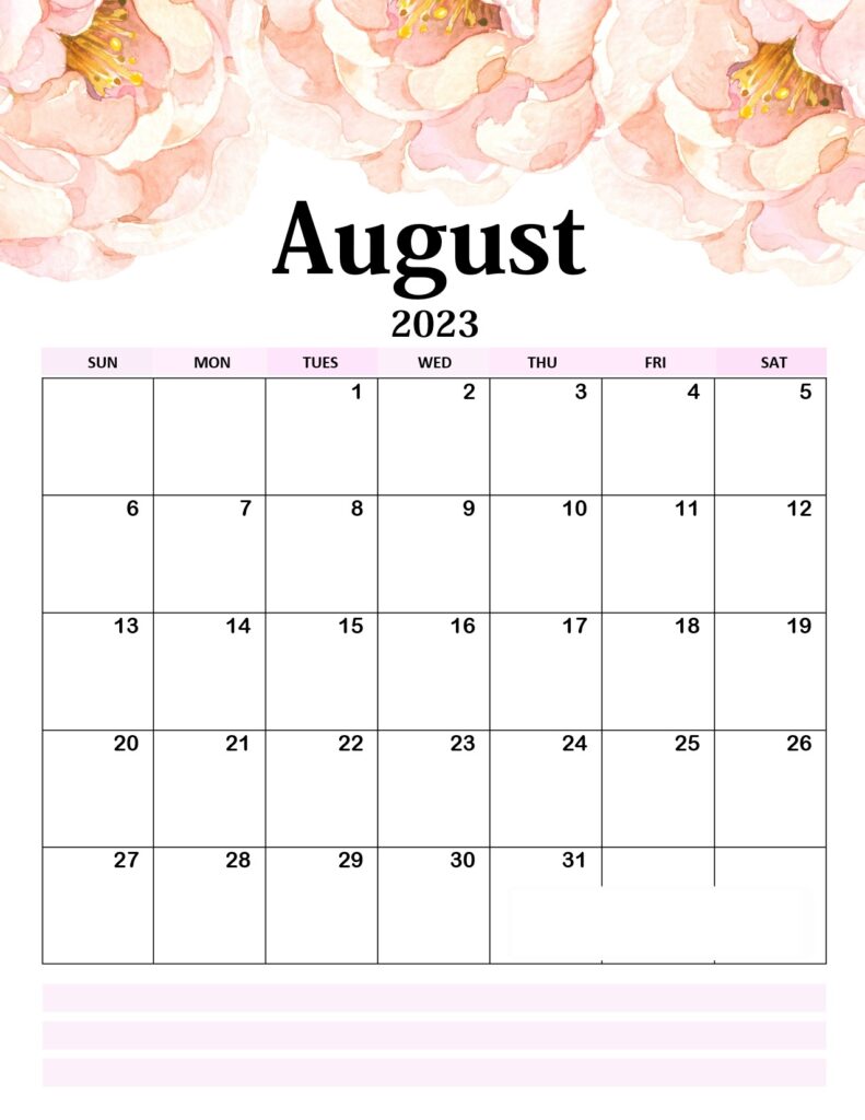 August 2023 floral cute celendar