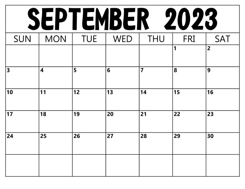Blank Calendar September 2023