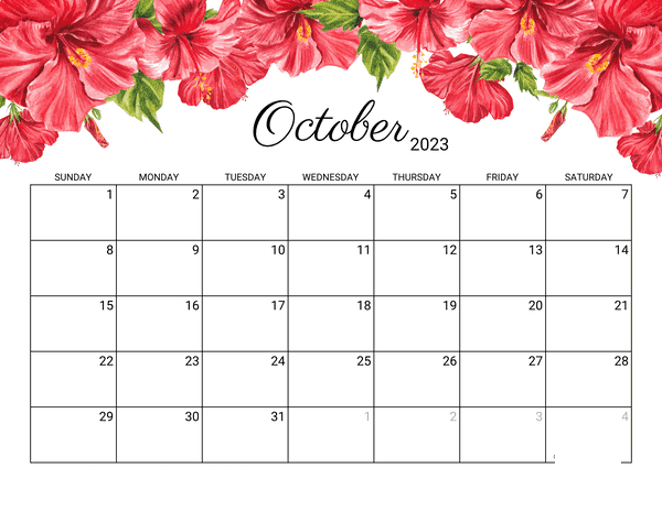 CUTE october floral calendar wallpaper