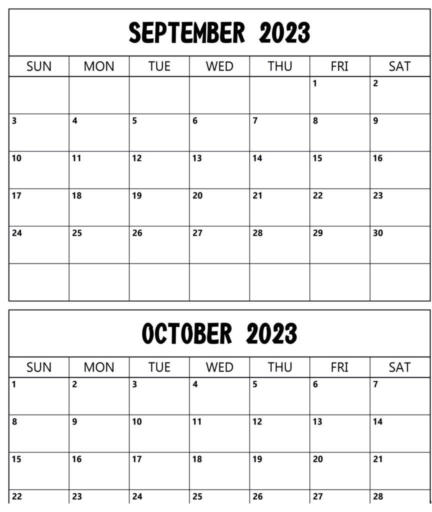 Calendar 2023 September October