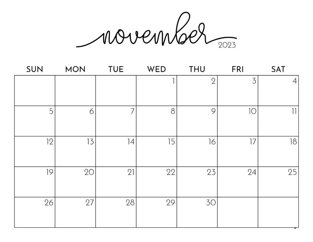 Calendar november 2023 blank