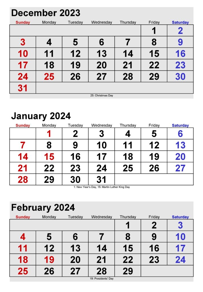 December 2023 January February 2024 Calendar Pemplate