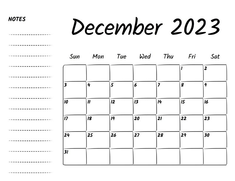 December Cute Calendar 2023