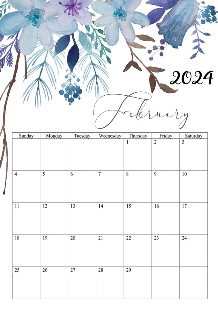 February 2024 Calendar Floral