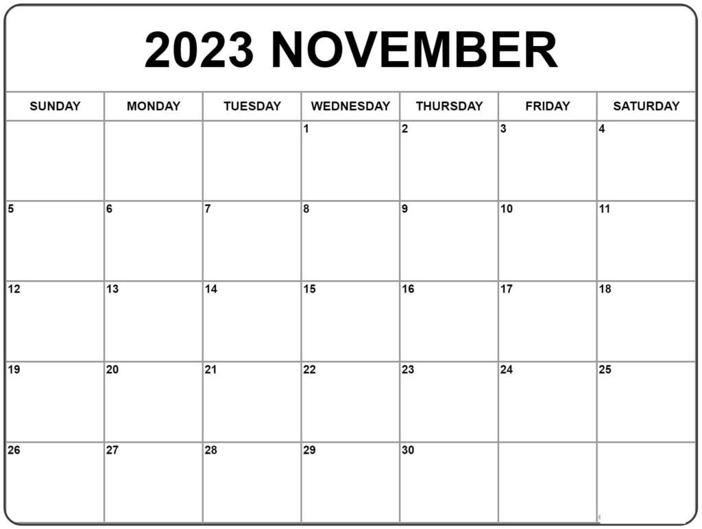 November 2023 calendar