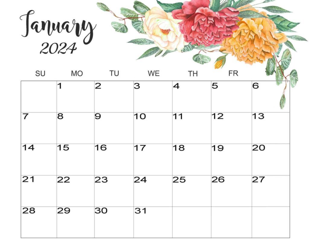 January 2024 Calendar Cute