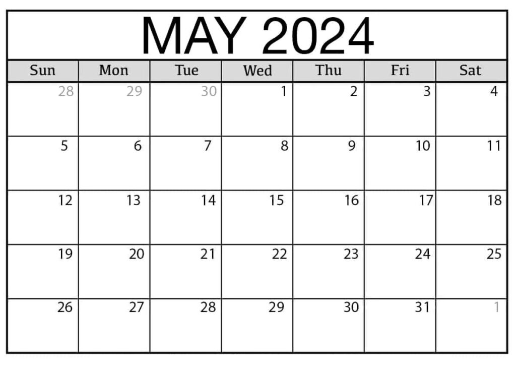 May Calendar 2024 PDF