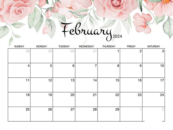 Note February 2024 Calendar