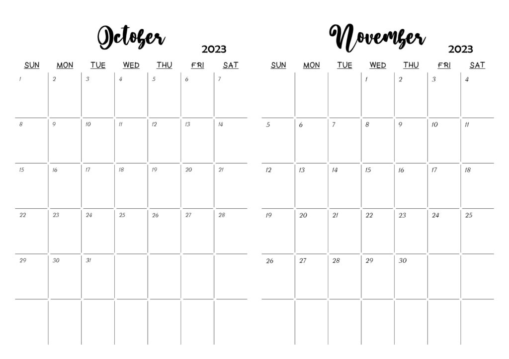 October November 2023 Calendar
