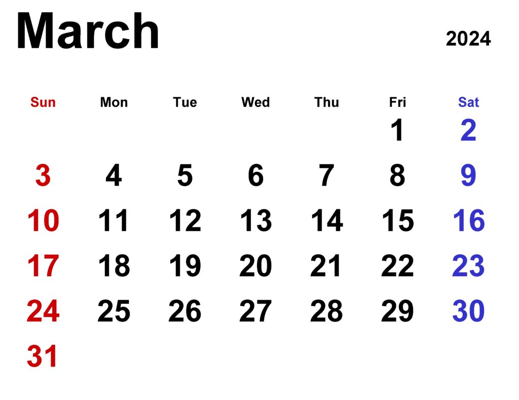 PDF March 2024 Calendar