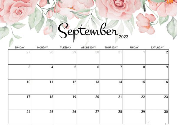 September 2023 Calendar Free