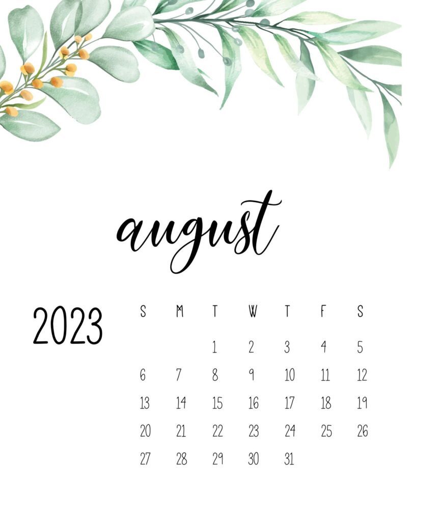 august 2023 celendar cute wallpaper