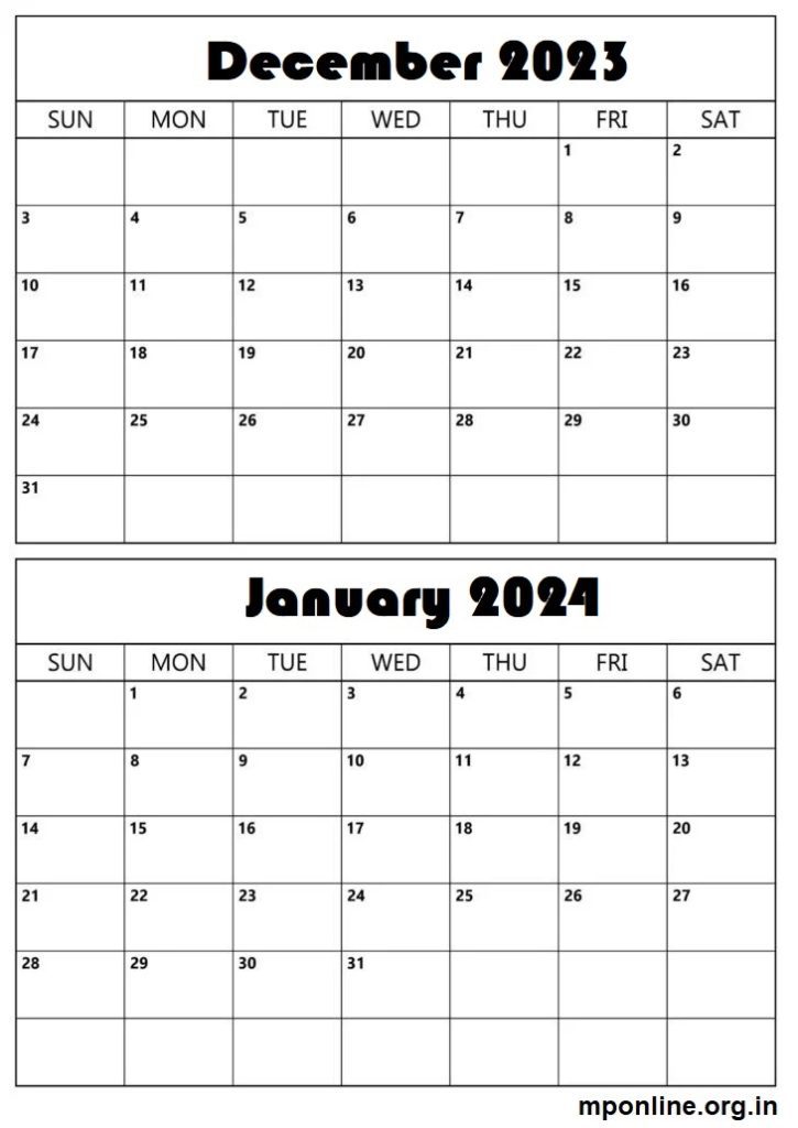 December 2023 To January 2024 Calendar