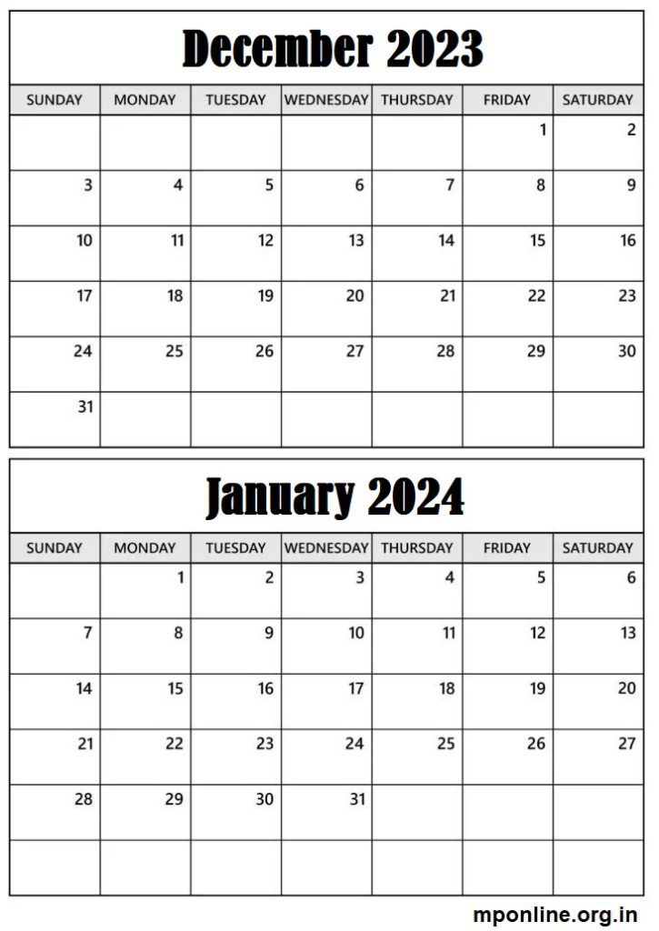 December 2023 To January 2024 Calendar Free
