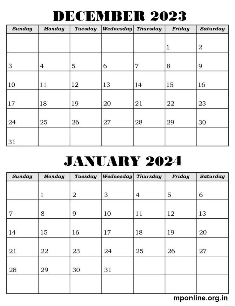 Free December 2023 To January 2024 Calendar