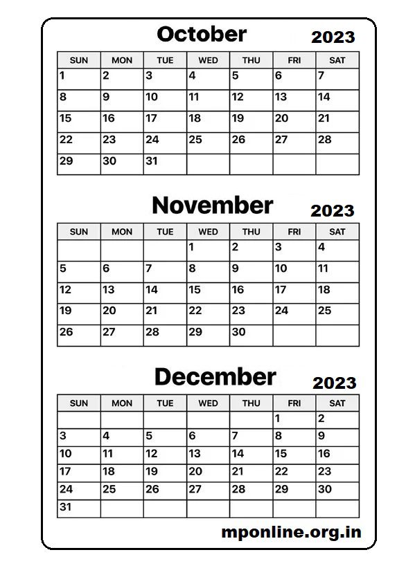 Free October To November 2023 Calendar