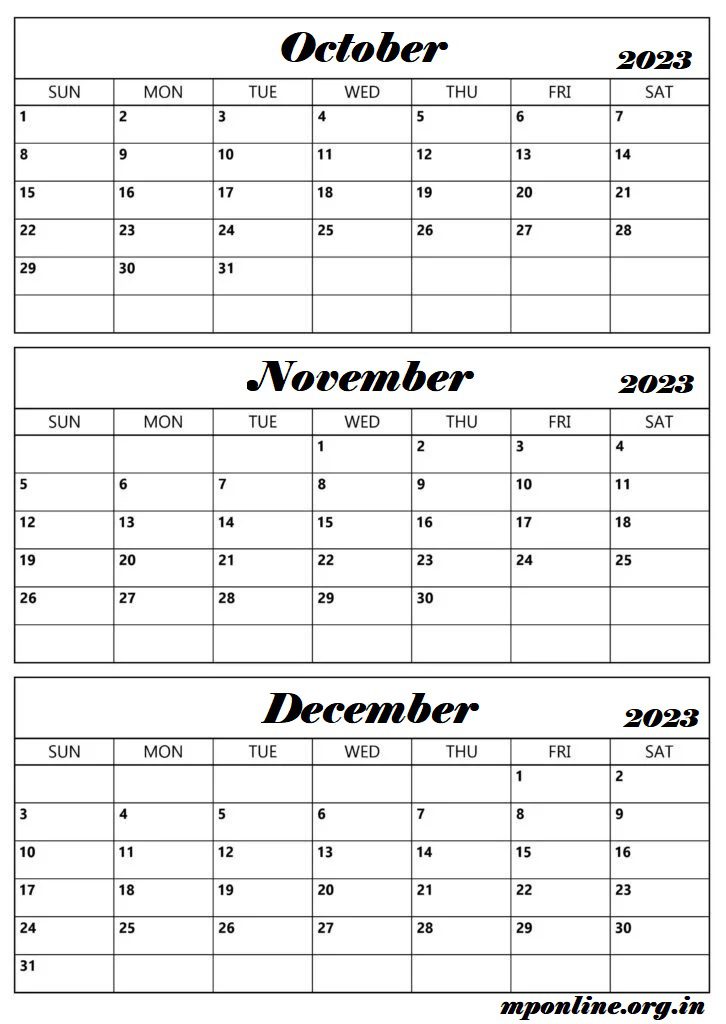 October To November 2023 Calendar