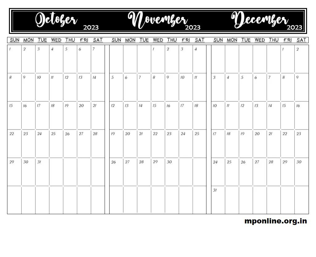 October To November 2023 Free Calendar