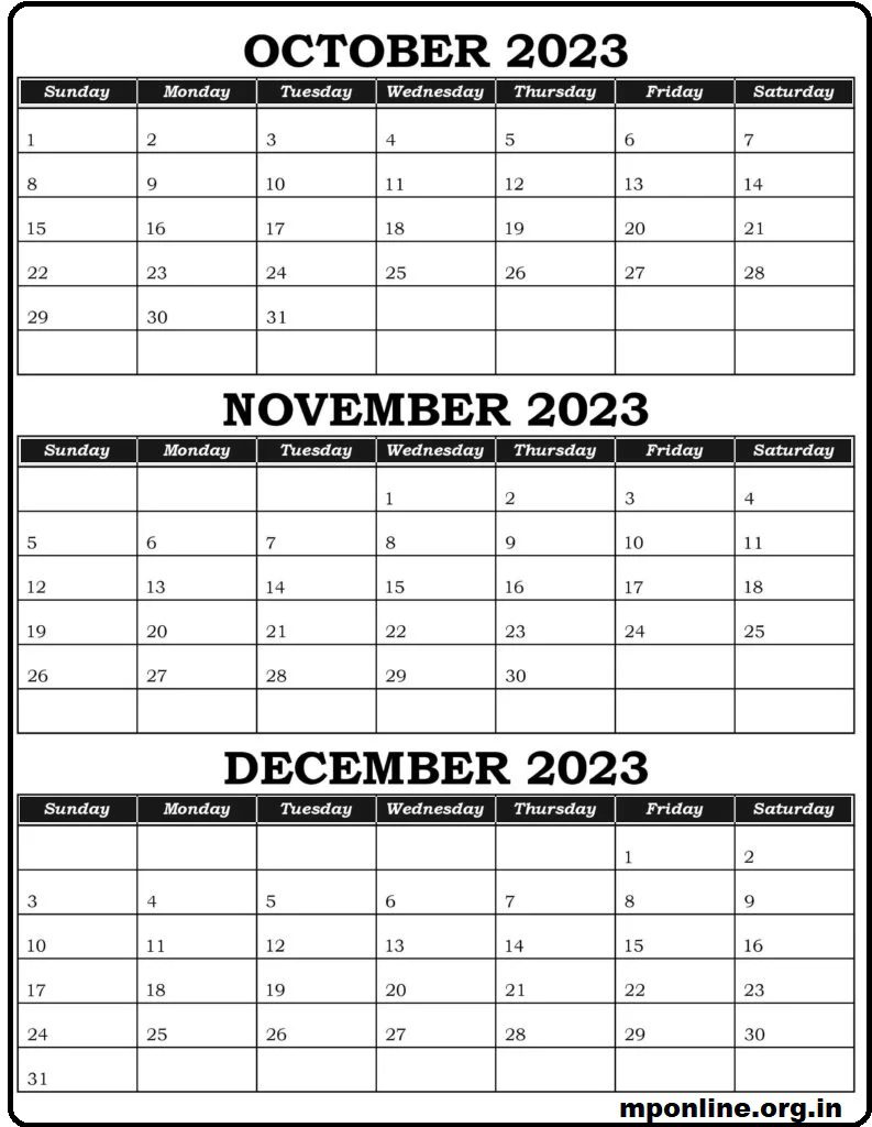 October To November 2023 Printable Calendar