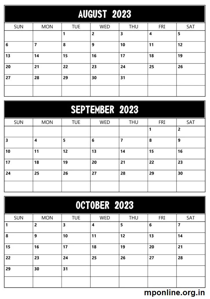 Printable August To October 2023 Calendar
