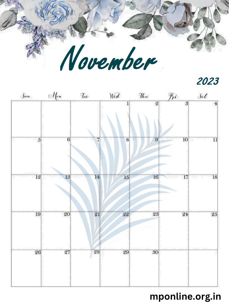Printable Floral November 2023 Calendar