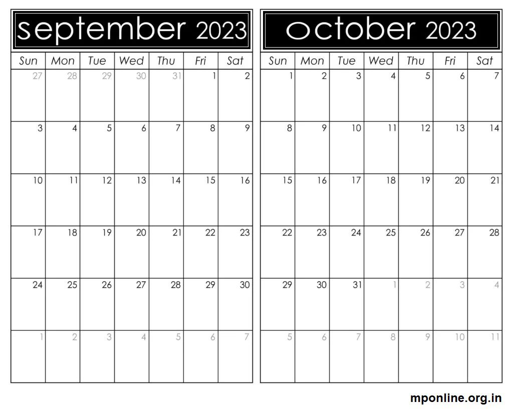 Printable September To October 2023 Calendar