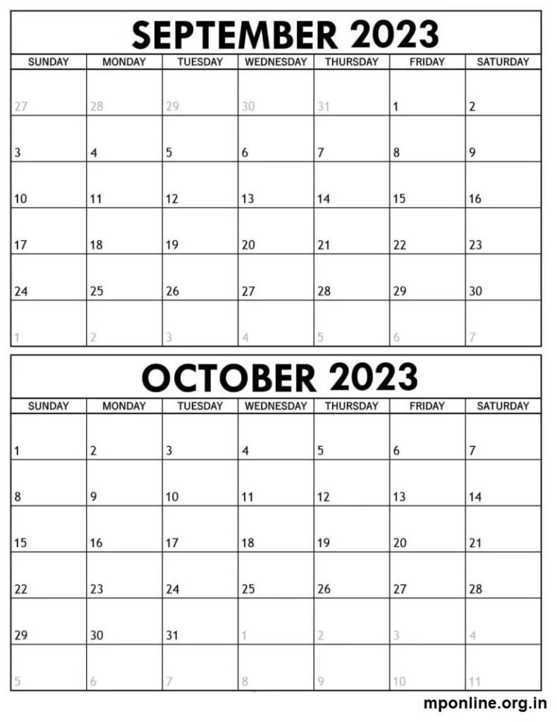 September & October 2023 Calendar
